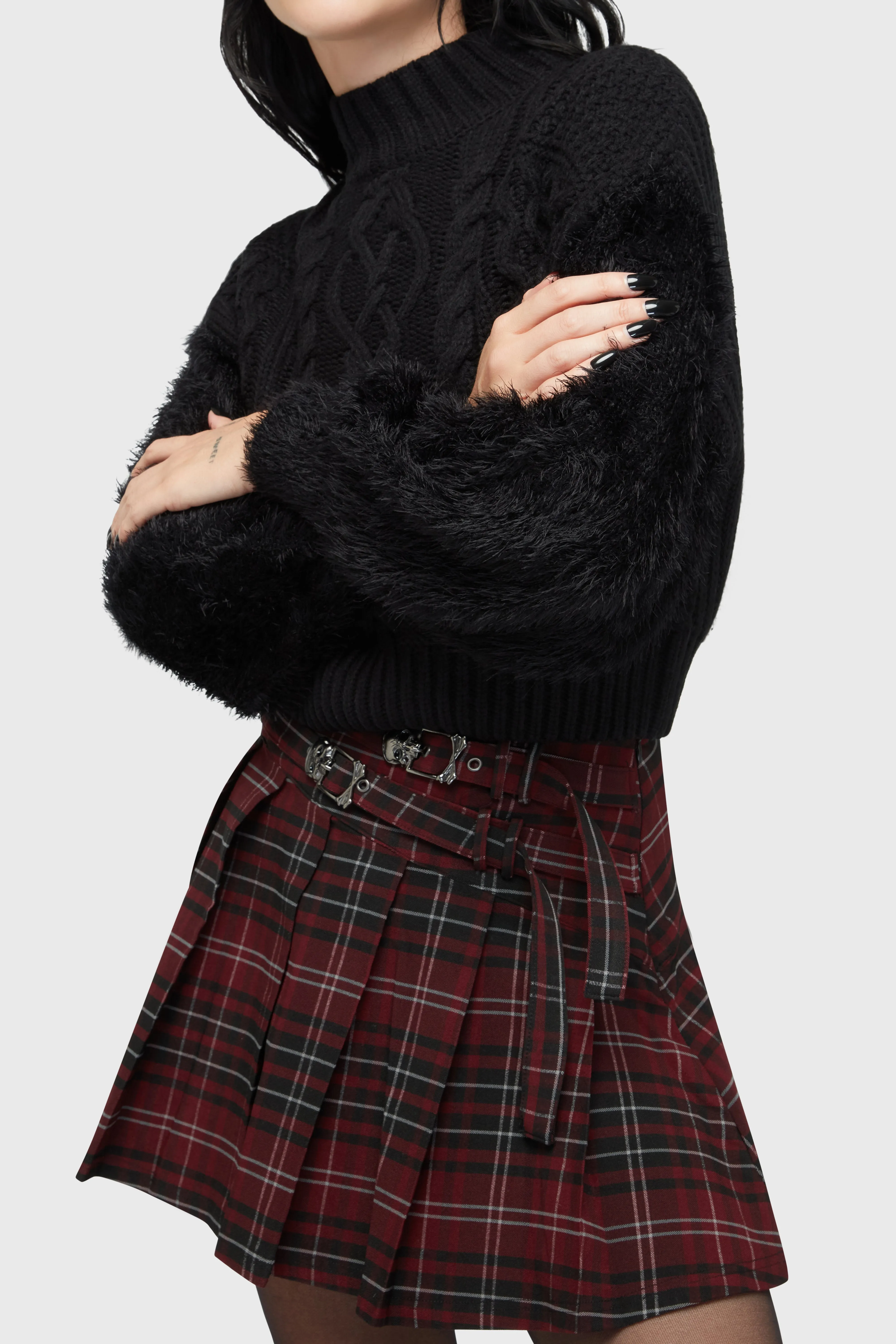 Tartan Riot Skirt [BURGUNDY] Comfort Wear