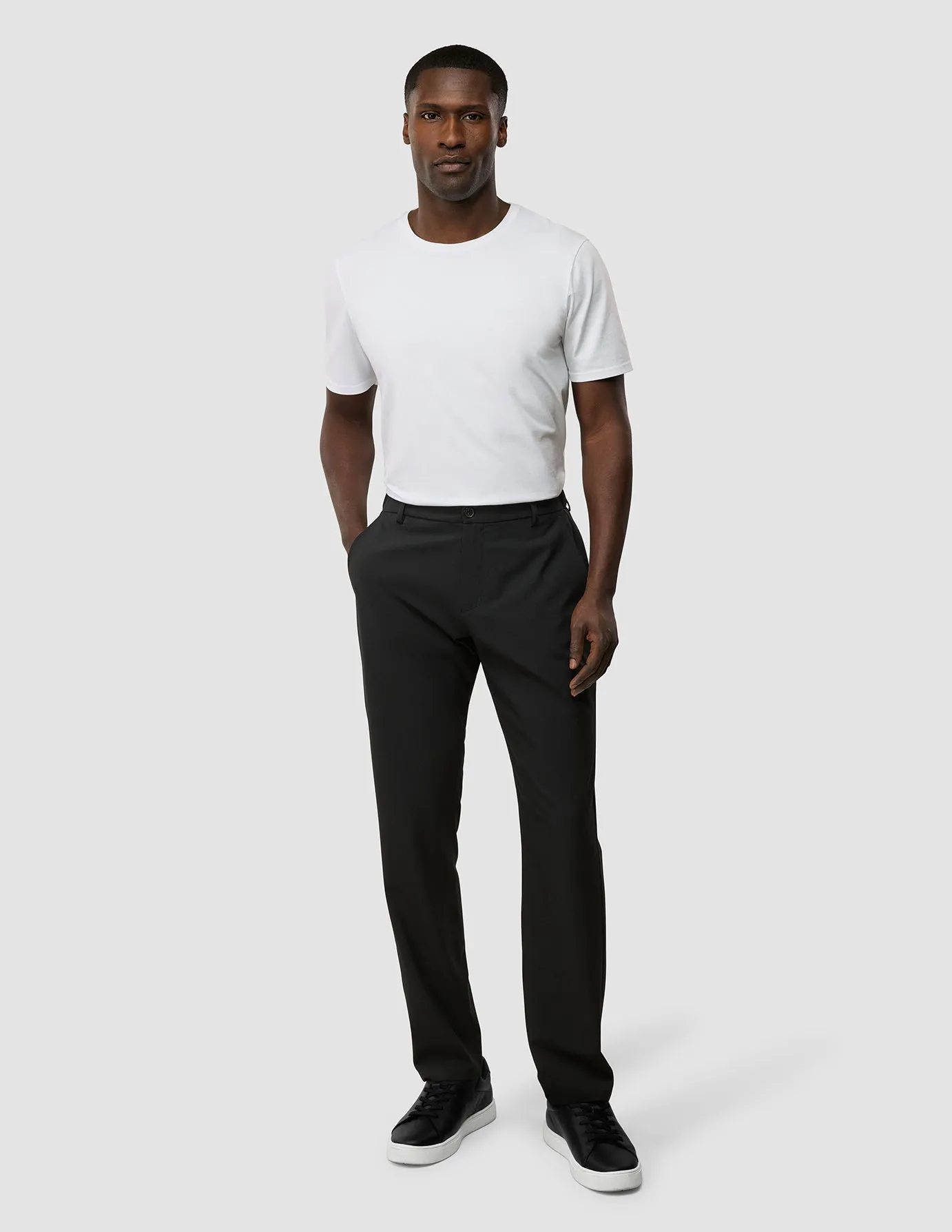 Hidden Zip Pockets Tech Linen Elastic Pants Black