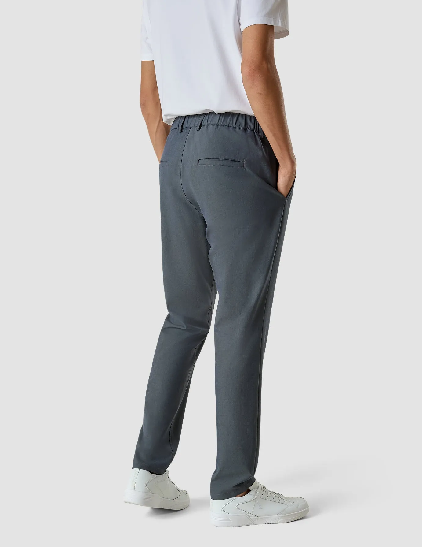 Tech Linen Elastic Pants Navy Sleek Comfort Breathable layers
