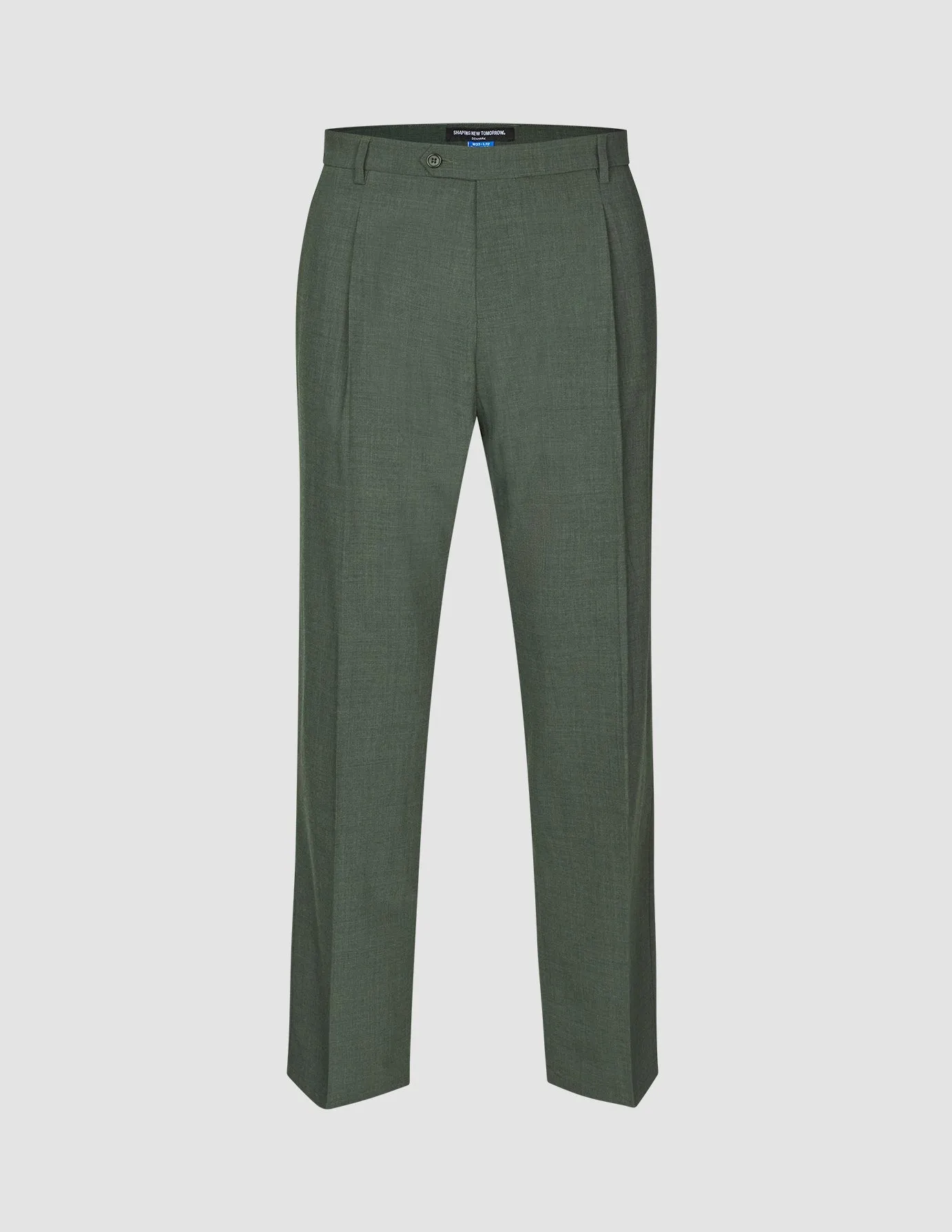 OdorResistant Loose Design Tech Wool Suit Pants Relaxed Fit Green Night