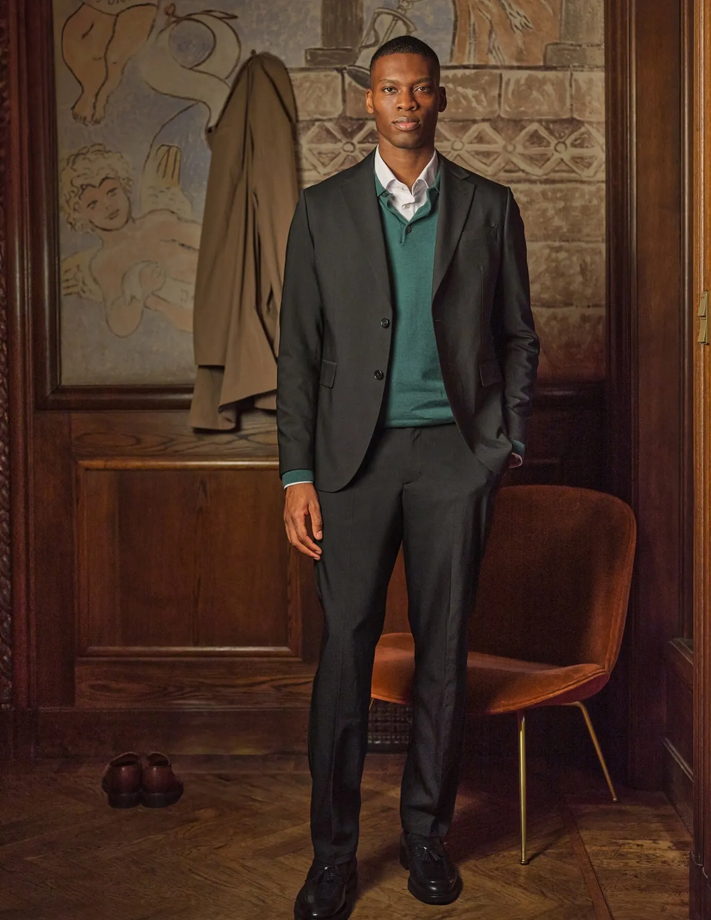 Chilly Day Wear Tech Wool Suit Pants Slim Black