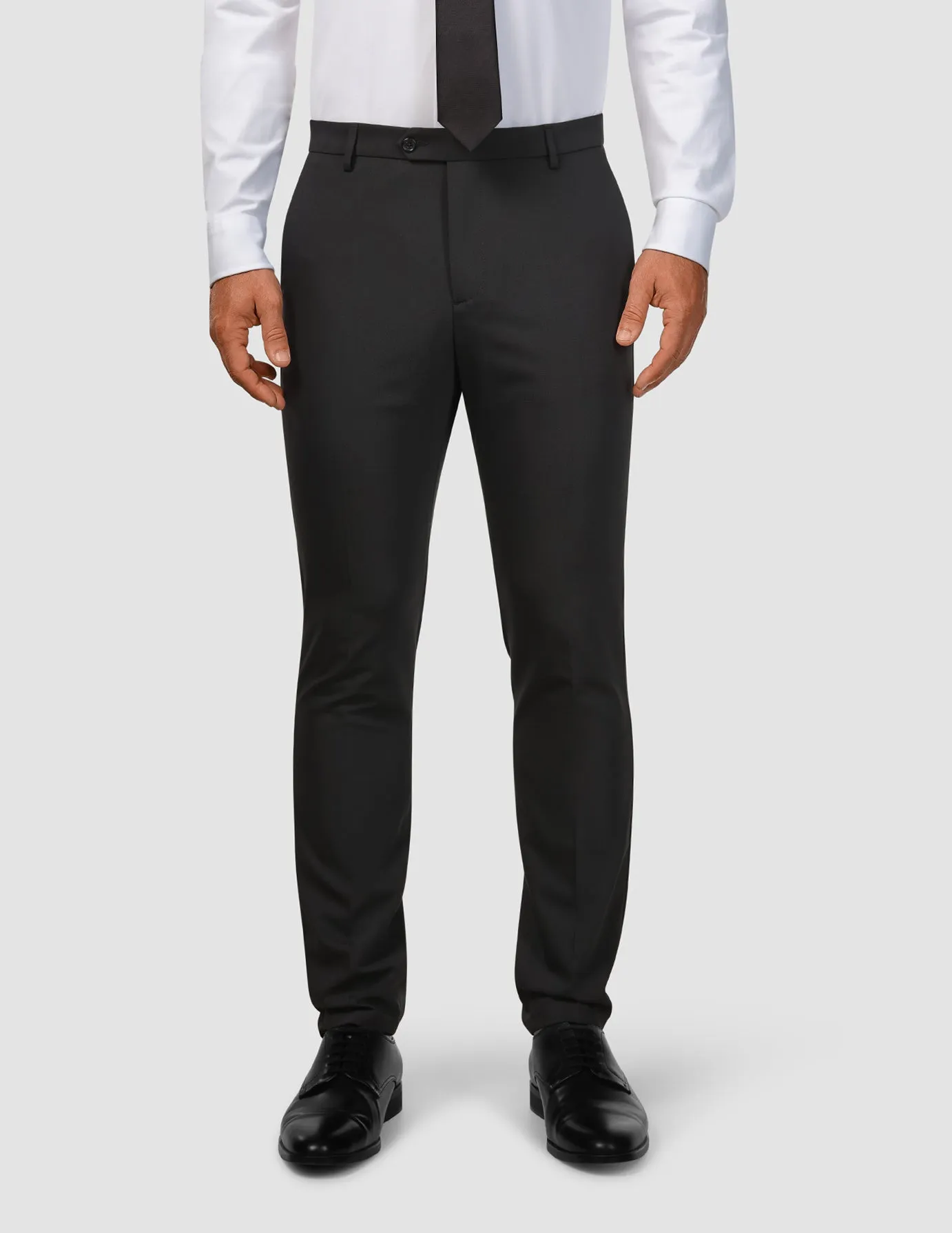Fashion Forward Light Waist Tech Wool Suit Pants Slim Black