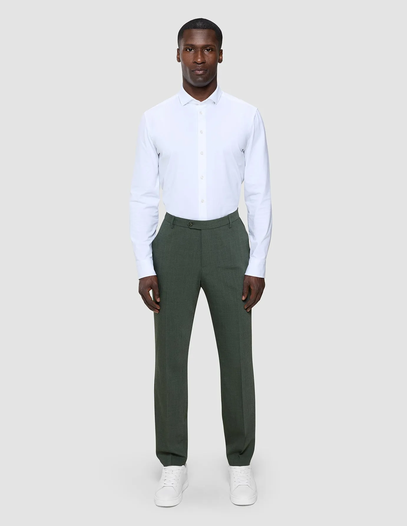 Tech Wool Suit Pants Slim Green Night stain resistant coating Quick Access Pockets