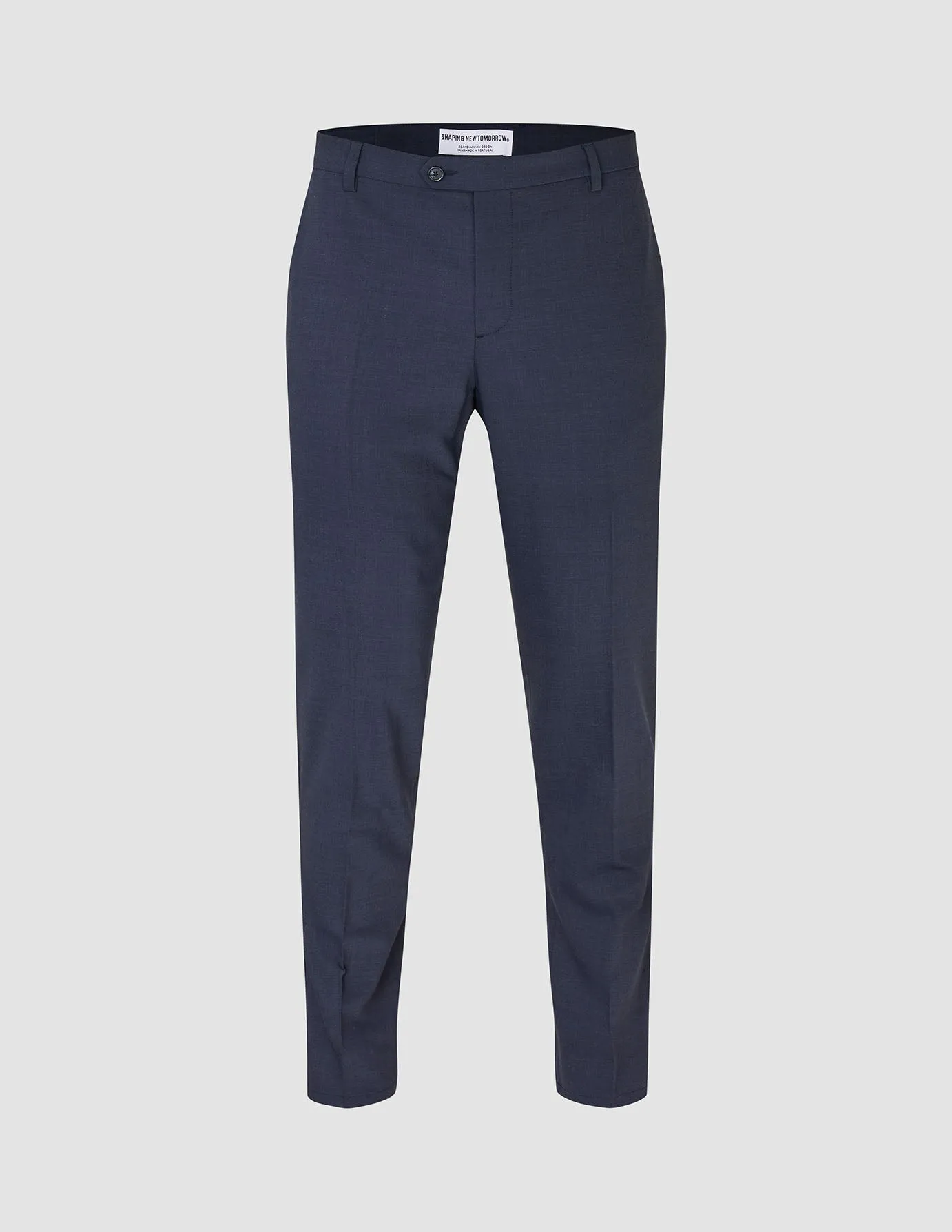 Tech Wool Suit Pants Slim Navy Flexible Comfort Wear Non Binding Waist