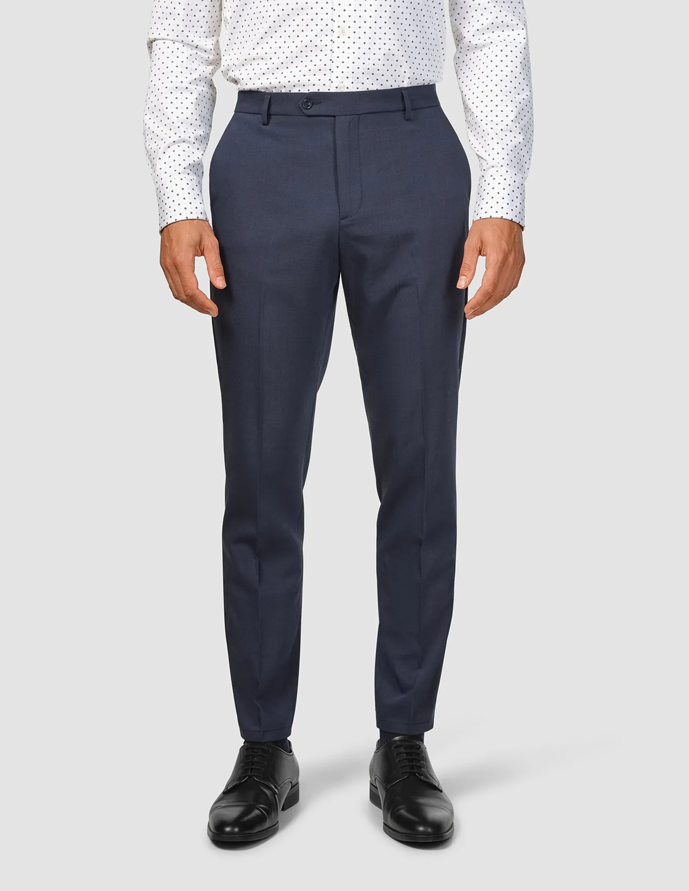 Tech Wool Suit Pants Slim Navy Secure Closures