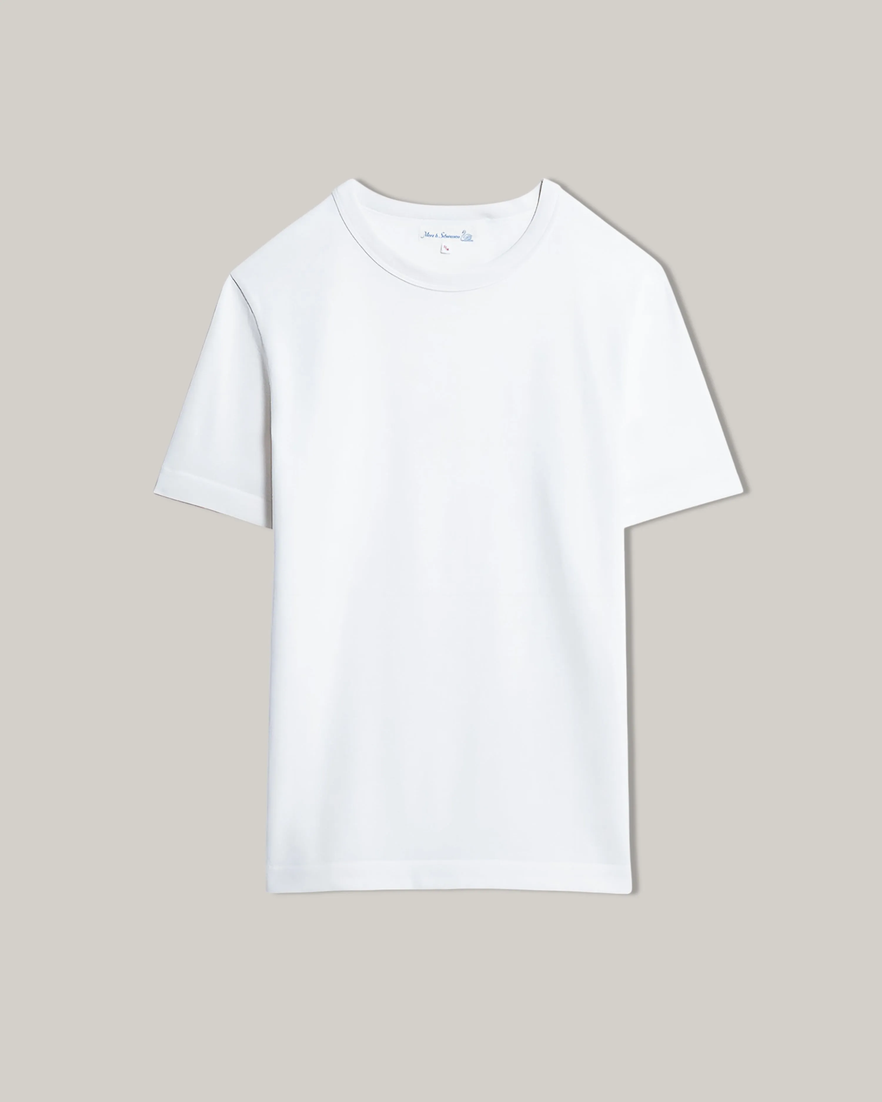 Wrinkle Free Fabric MERZ B. SCHWANEN 214 CREW NECK T-SHIRT RELAXED FIT - WHITE