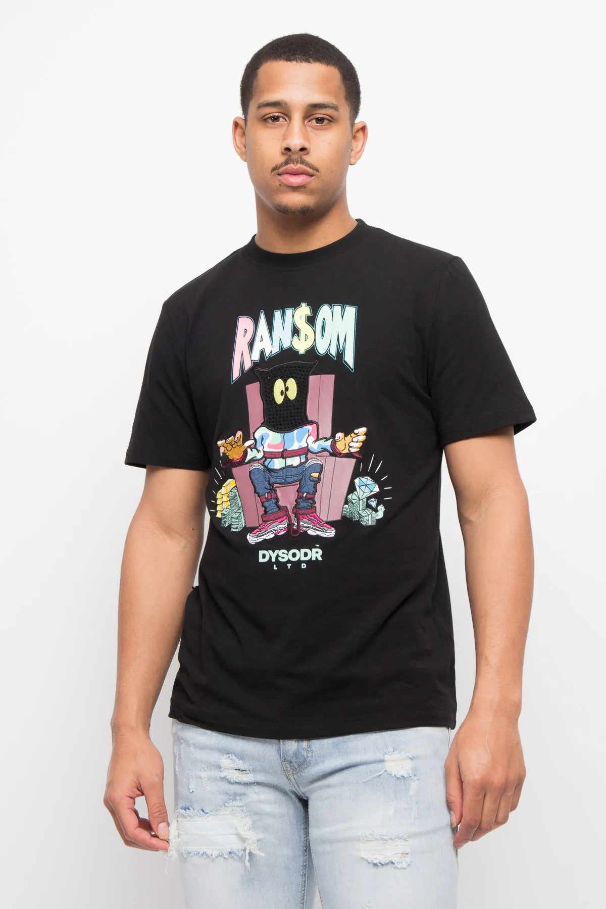 Ransom Bedazzled Crystal T-Shirt Relaxed Dress