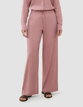 Flexible Material Snug Fit Women's Linen Pants Relaxed Dusty Cerise