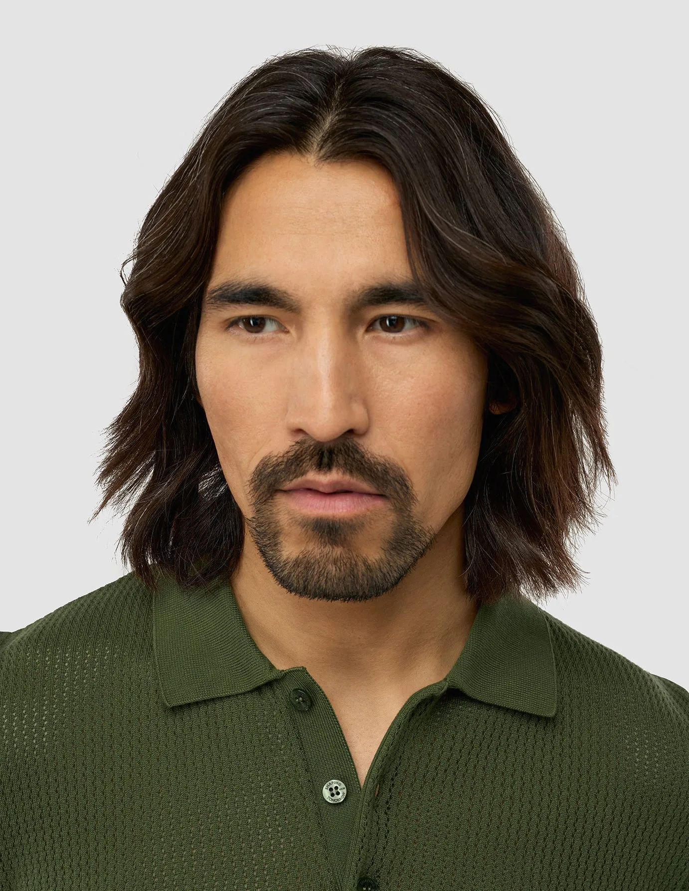 Casual Layers Comfort Design Fit Textured Knitted Short Sleeve Polo Urban Green