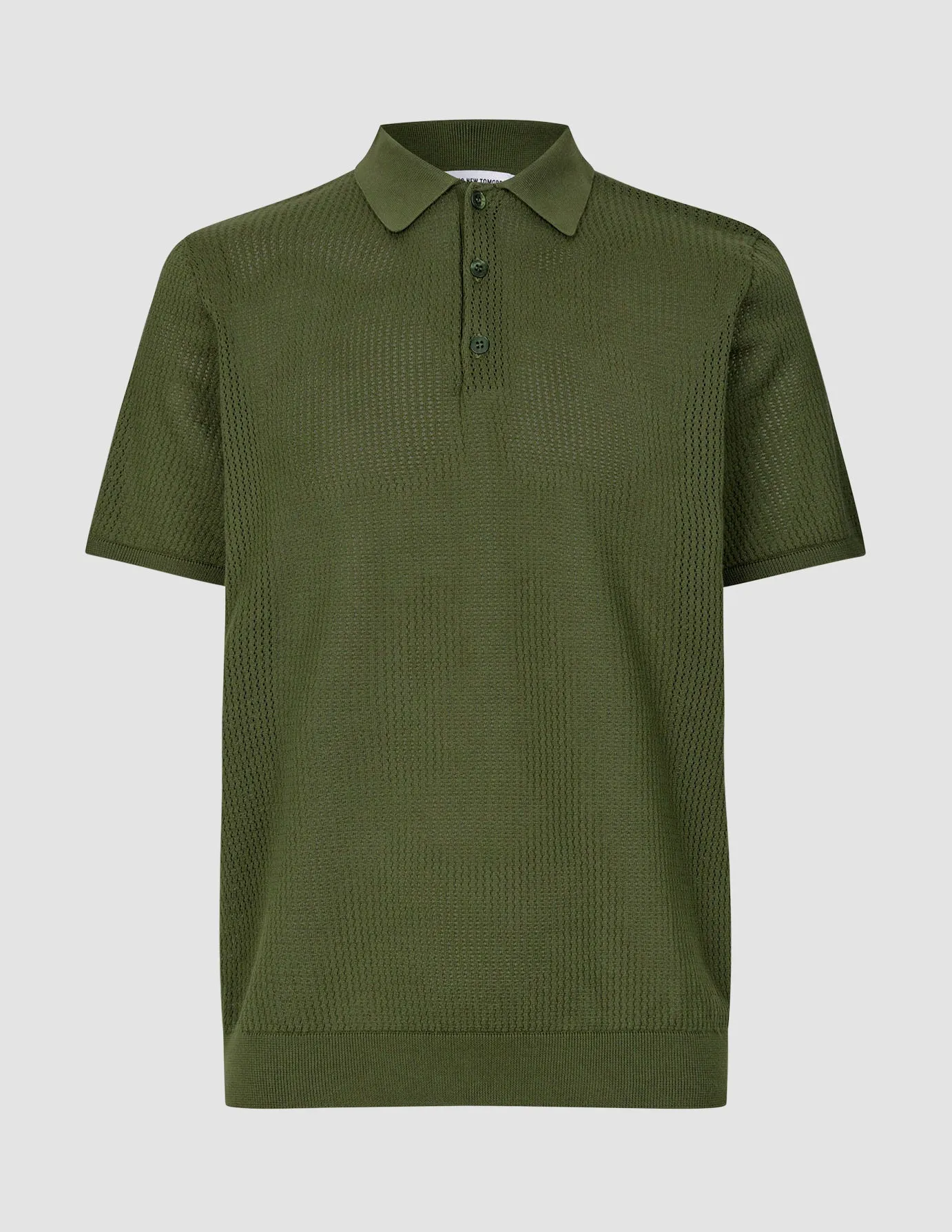 Textured Knitted Short Sleeve Polo Urban Green Simple and Comfortable