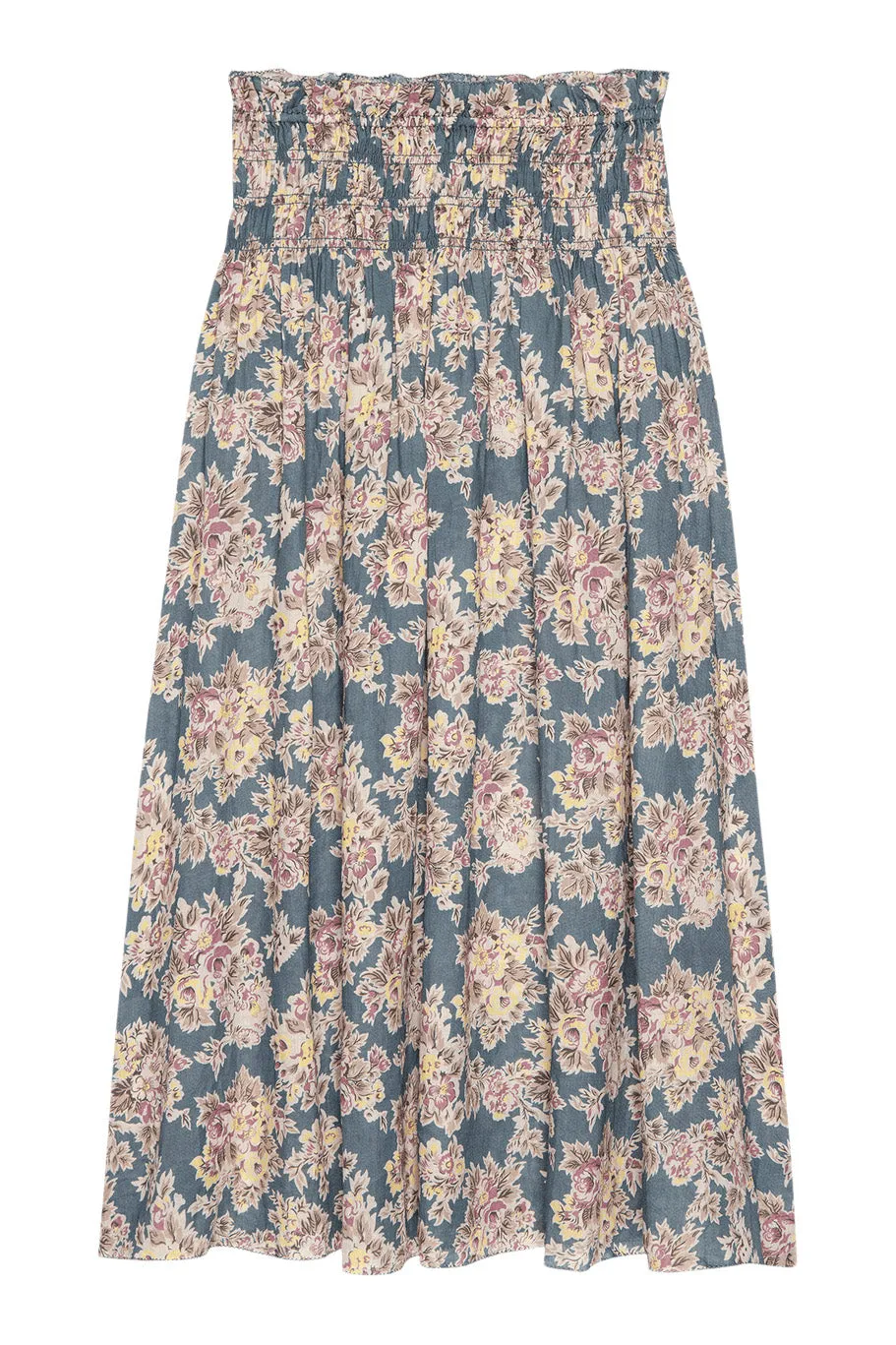 Wrinkle Resistant Finish FunctionalZipper The Great Canary Skirt in Indigo Floral