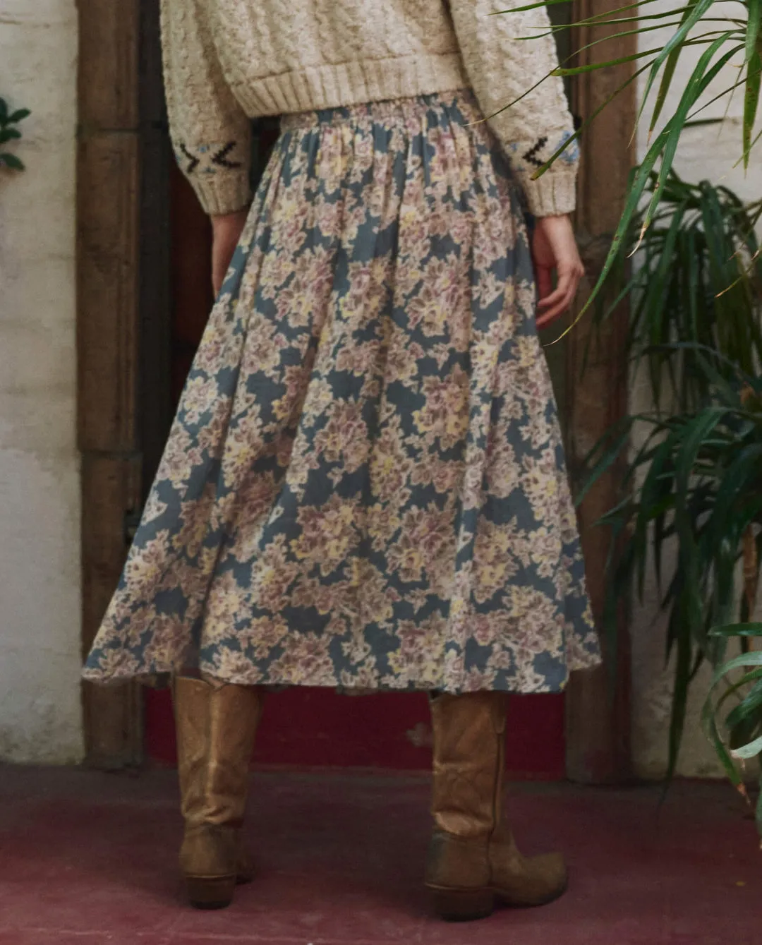 The Great Canary Skirt in Indigo Floral Supportive Fit