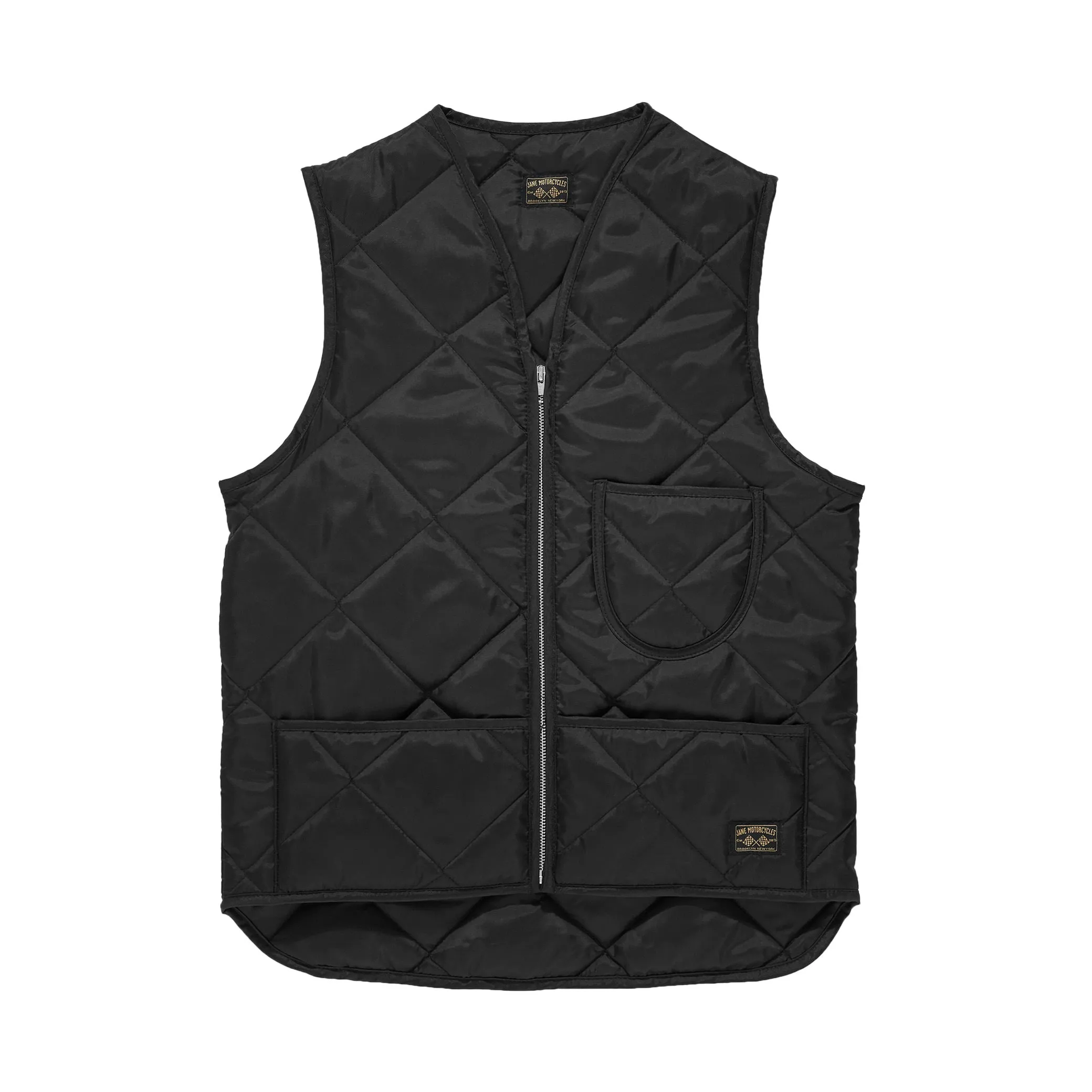 THE UNION QUILTED VEST - Black Detachable Layers Flexible Zipper Guards