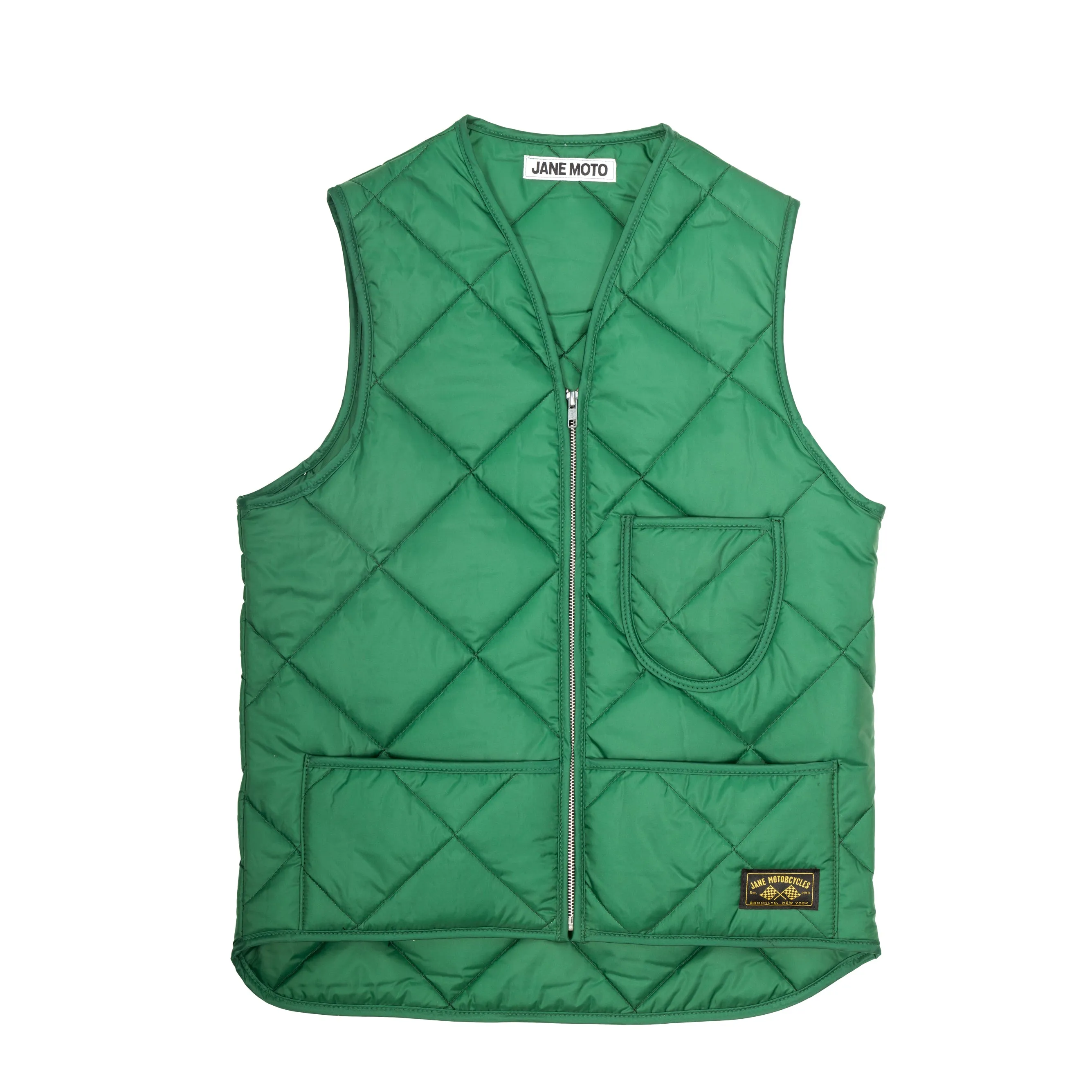 THE UNION QUILTED VEST - Green Adjustable Hood Feature Ergonomic Shoulder Design