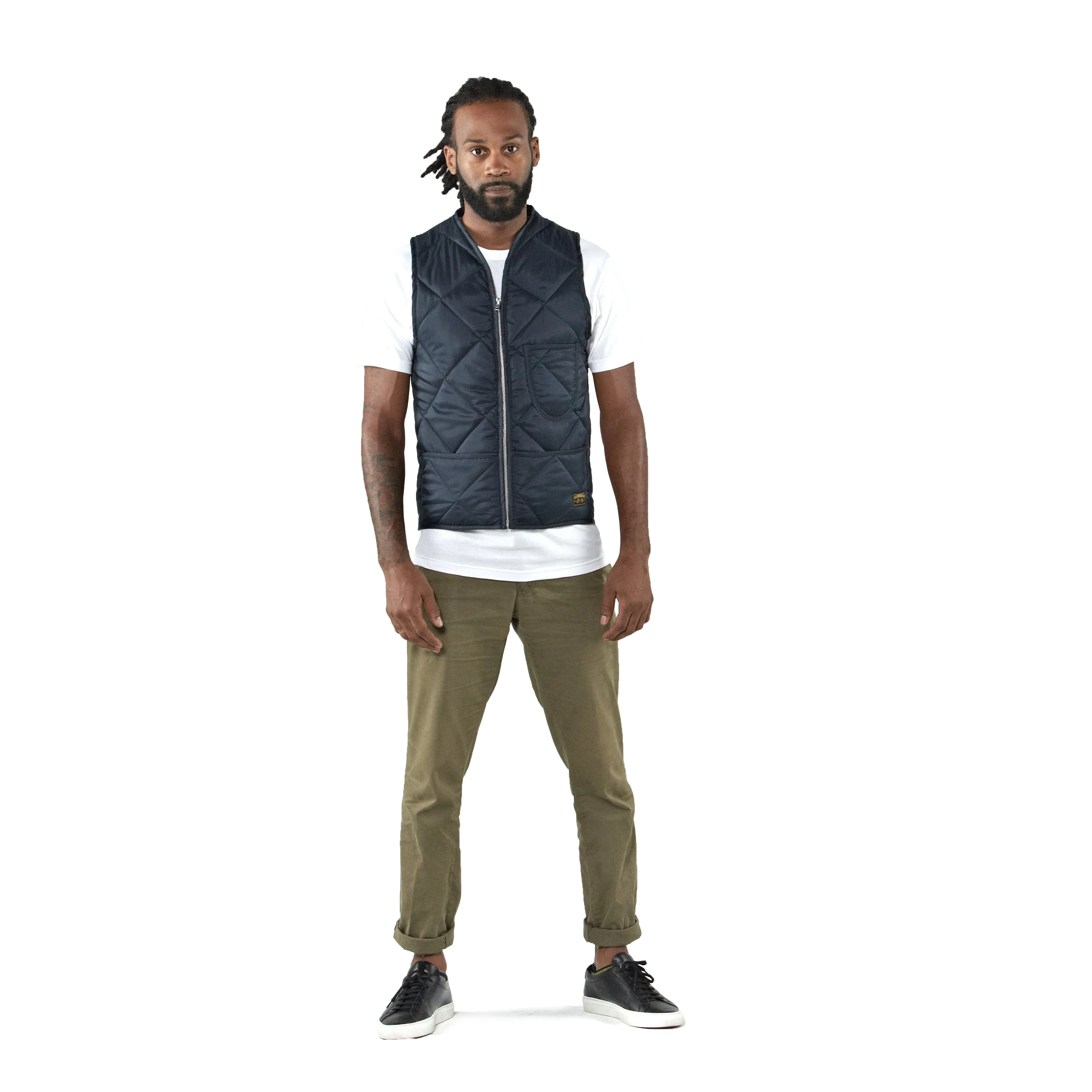 THE UNION QUILTED VEST - Navy Reversible Dual Layer Reflective Safety Trim