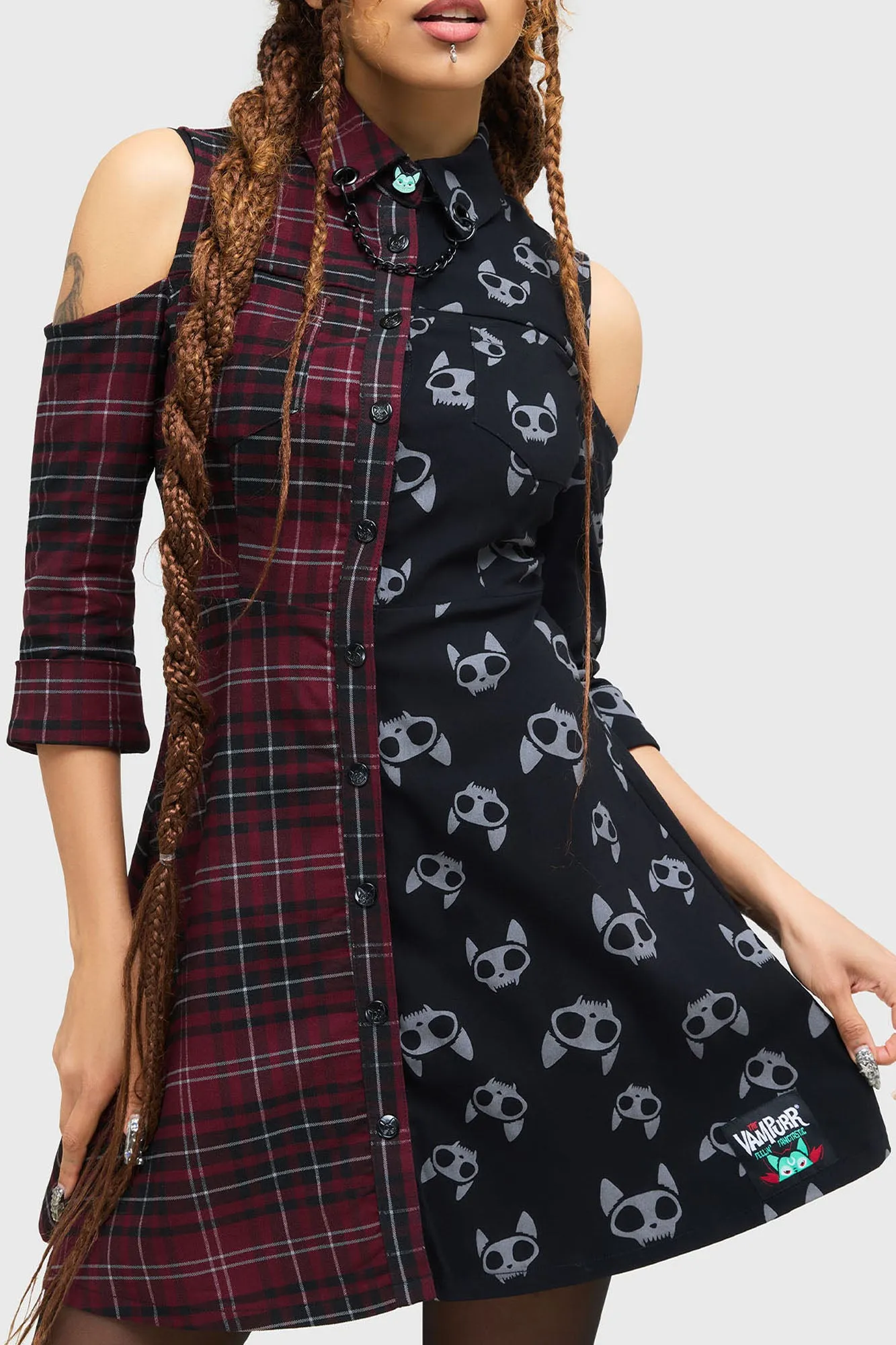 Pure Tone Halter-Neck The Vampurr Shirt Dress