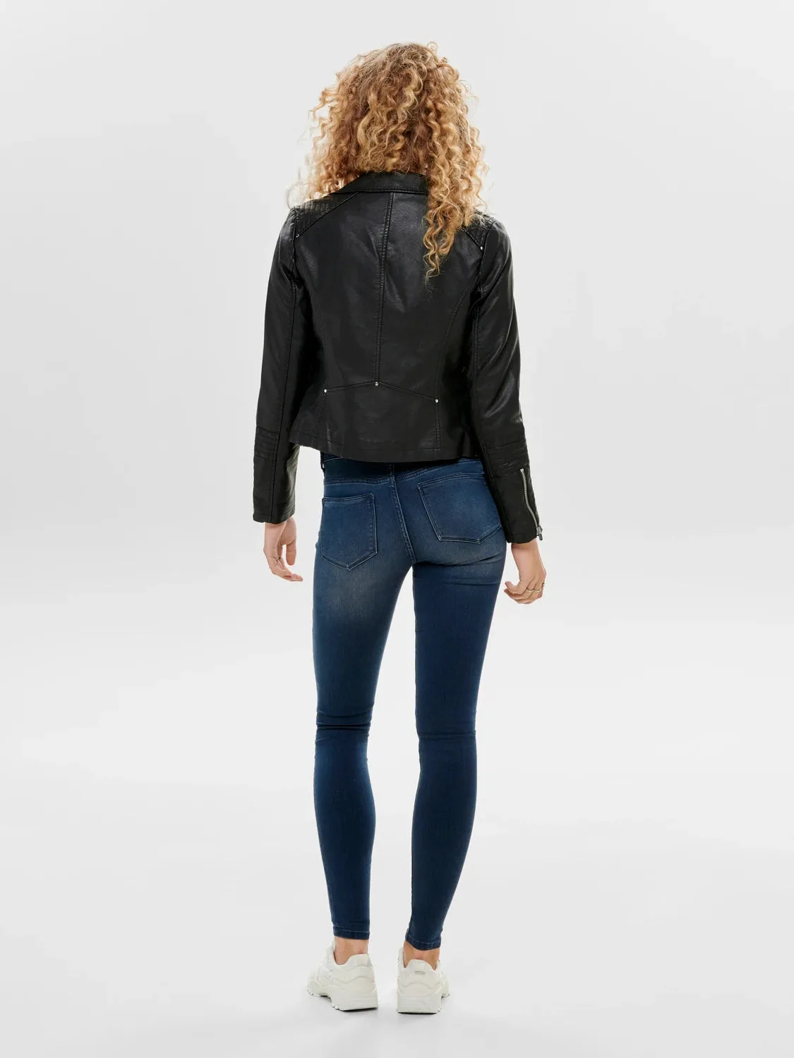 Plaid Print Daywear Staple Gemma Vegan Leather Biker Jacket