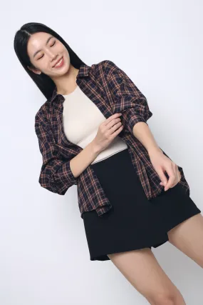 Drift Club Gingham Shirt Navy LightweightTexture Brushed Inner Layer