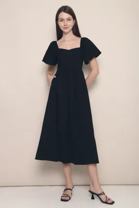 BreathableLining Tiara Sweetheart Linen Midaxi Dress Black