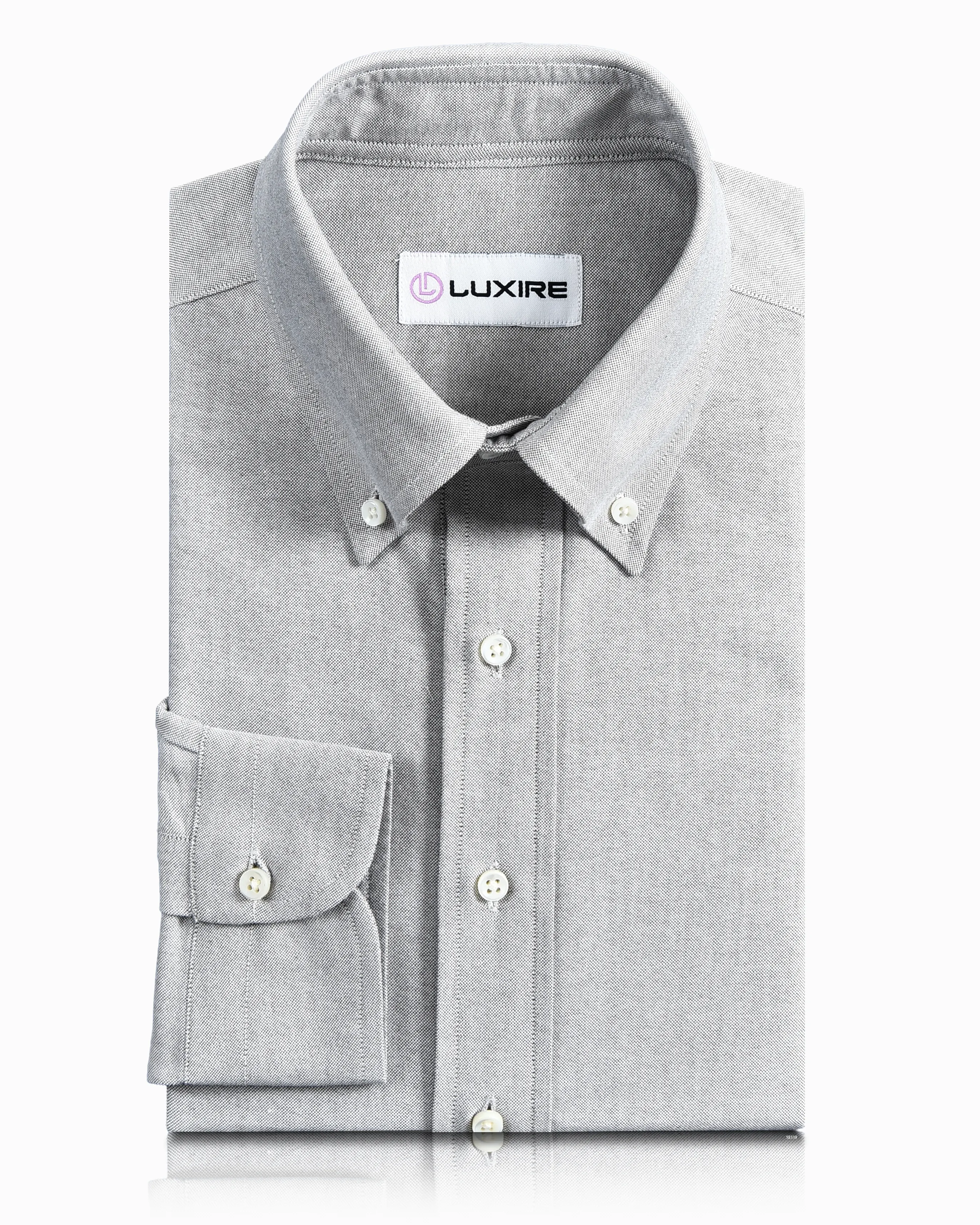 checkered pattern Denim Blend Pebble Grey Oxford Shirt