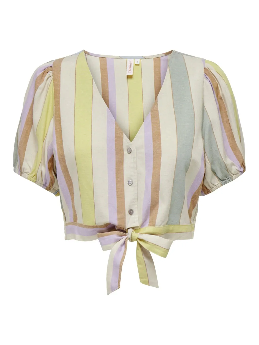 3D Spacer Fabric Ribbed Collar Style Tine Linen Knot Top