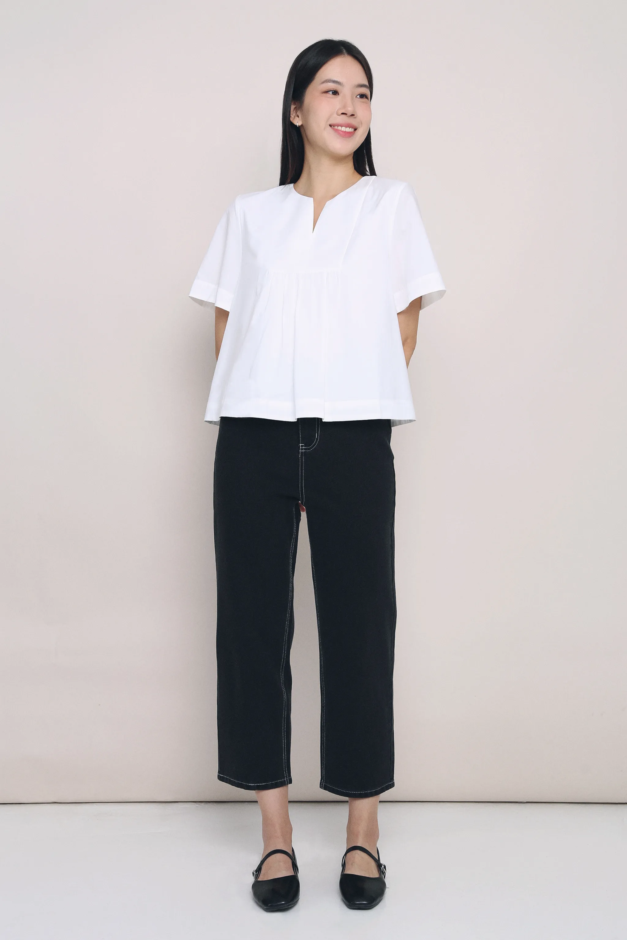 Tods Notch Neck Blouse White Zero Waste Production Label LayeredStyling