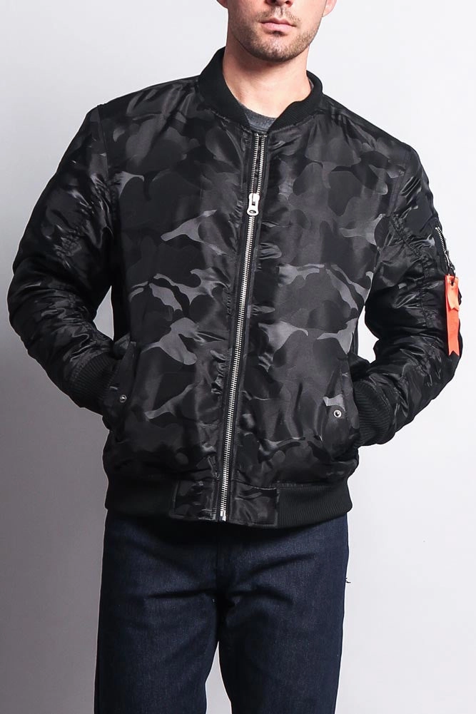 Tonal Camo Bomber Flight Jacket Double Layer Protection