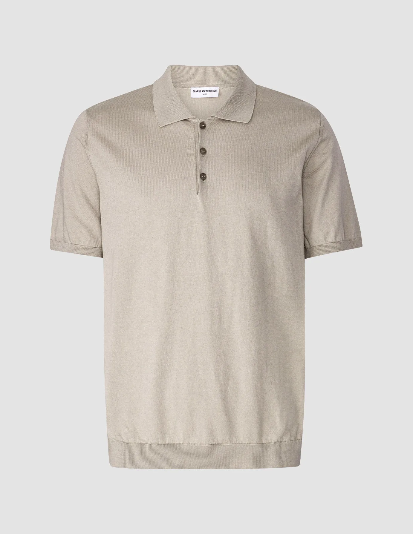 Chic Look Silk / Cotton Short Sleeve Polo Light Grey