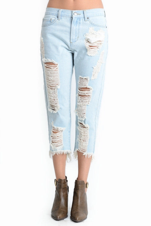Casual Essentials LightweightConstruction Torn Low-Rise Boyfriend Jeans