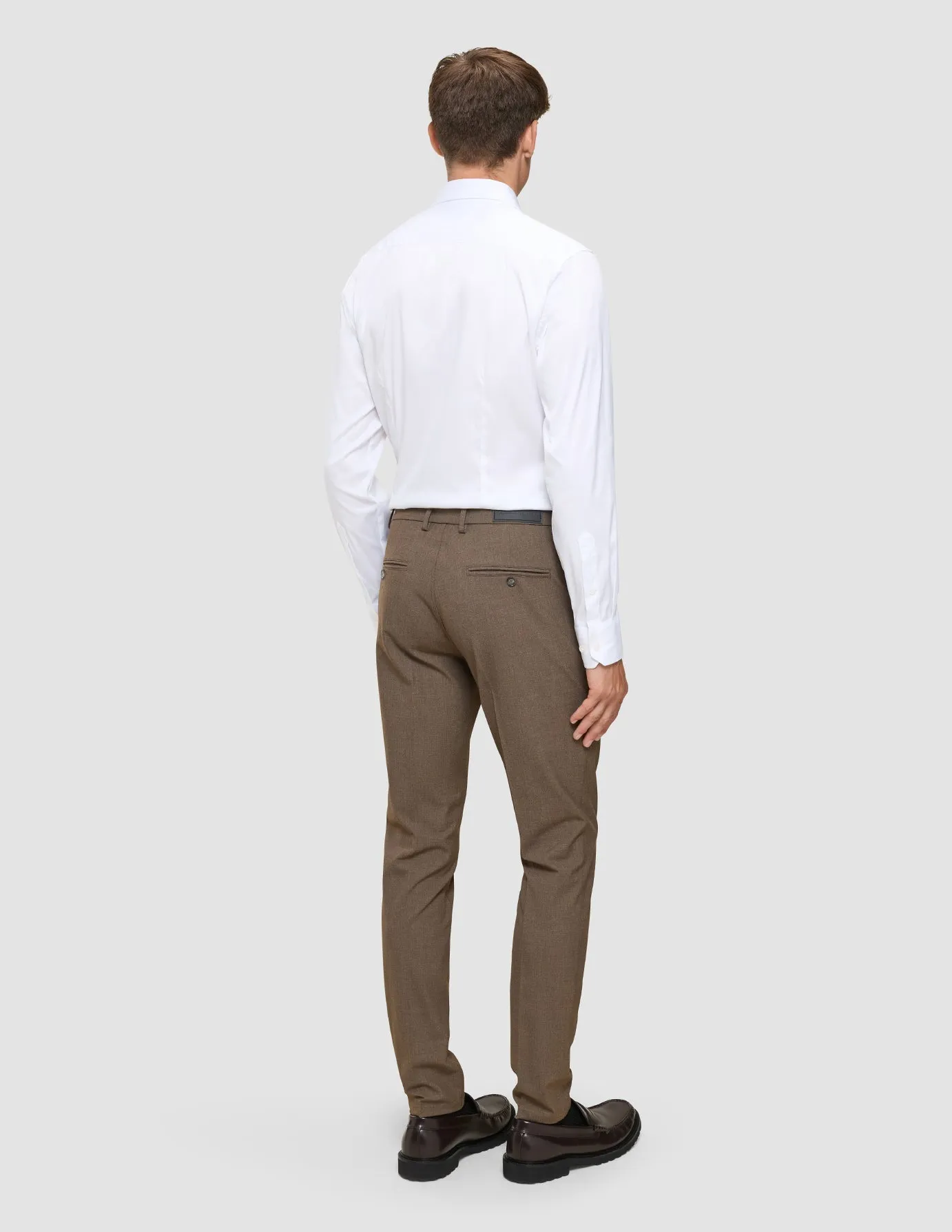 Sporty Style Essential Suit Pants Slim Saddle Brown Melange