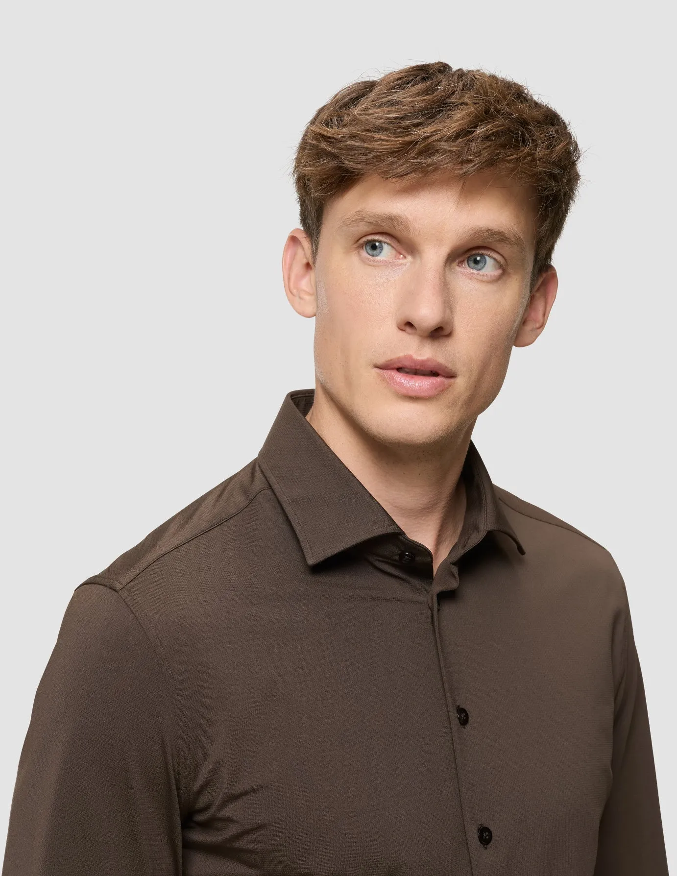 Travel Shirt Saddle Brown Slim Versatile Wear