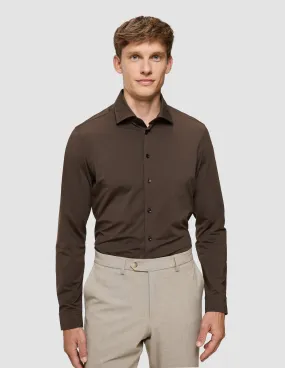 Travel Shirt Saddle Brown Slim Rooftop Bar