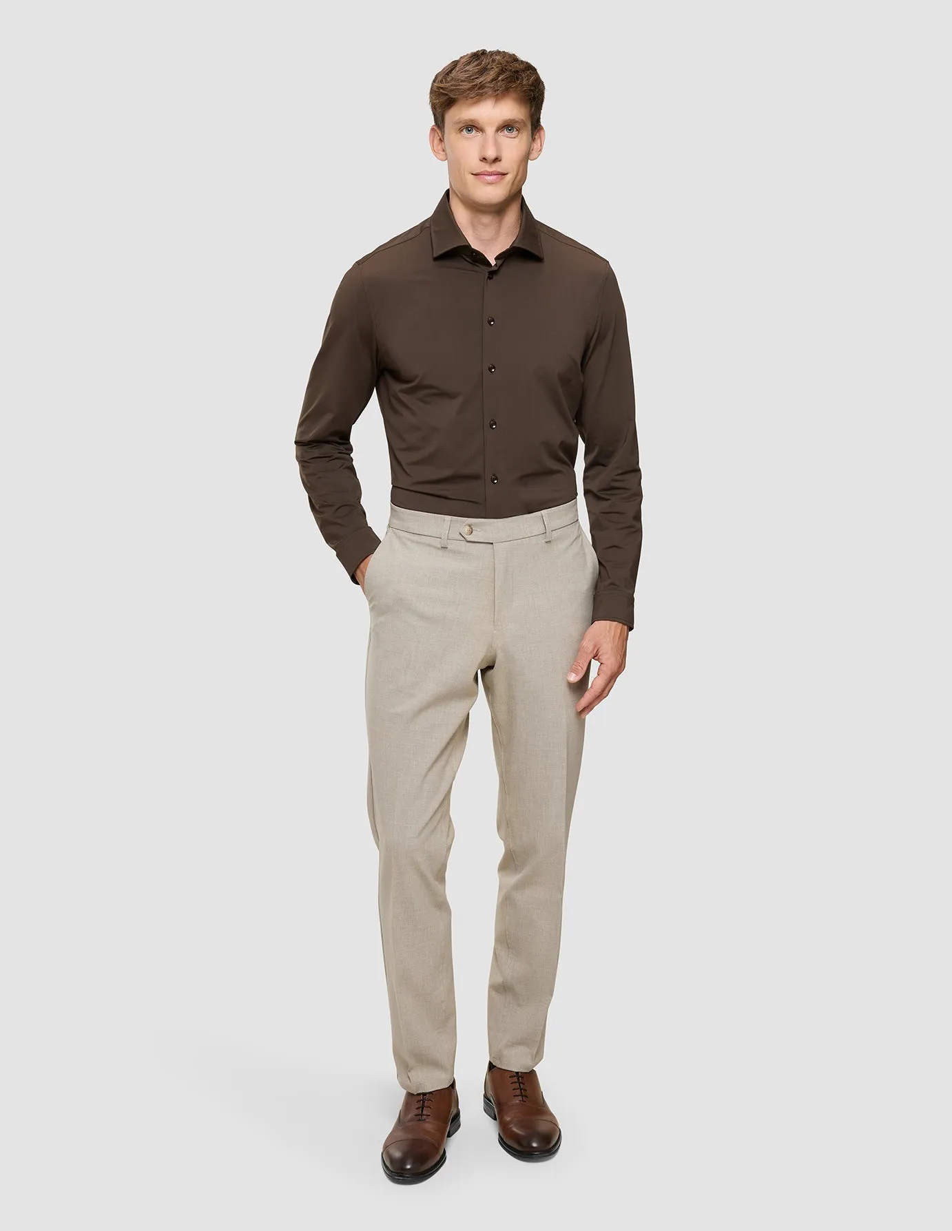 Travel Shirt Saddle Brown Slim Budget Friendly