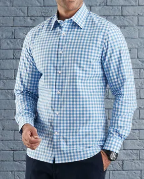 Blue on White Broad Gingham Checks Shirt Layering Piece