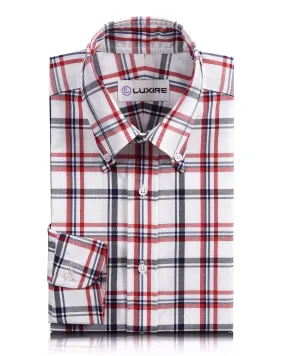 Classic Red Navy White Checks Oxford Shirt Year-Round Favorite Urban Style