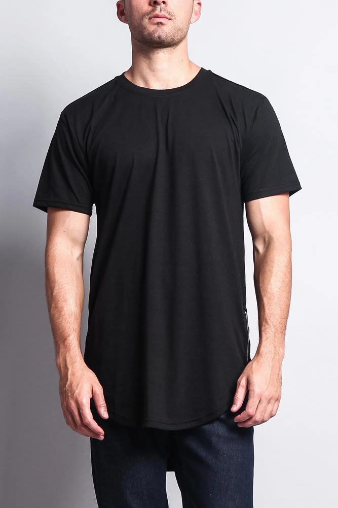 RecycledPolyester Triple Stacked Plus Long Length Curved Hem T-Shirt