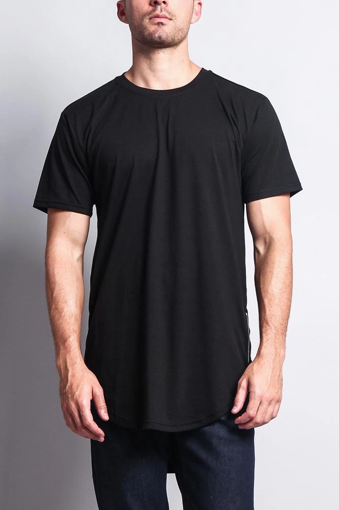 Triple Stacked Plus Long Length Curved Hem T-Shirt RubberizedGrip SeamlessSidePanels