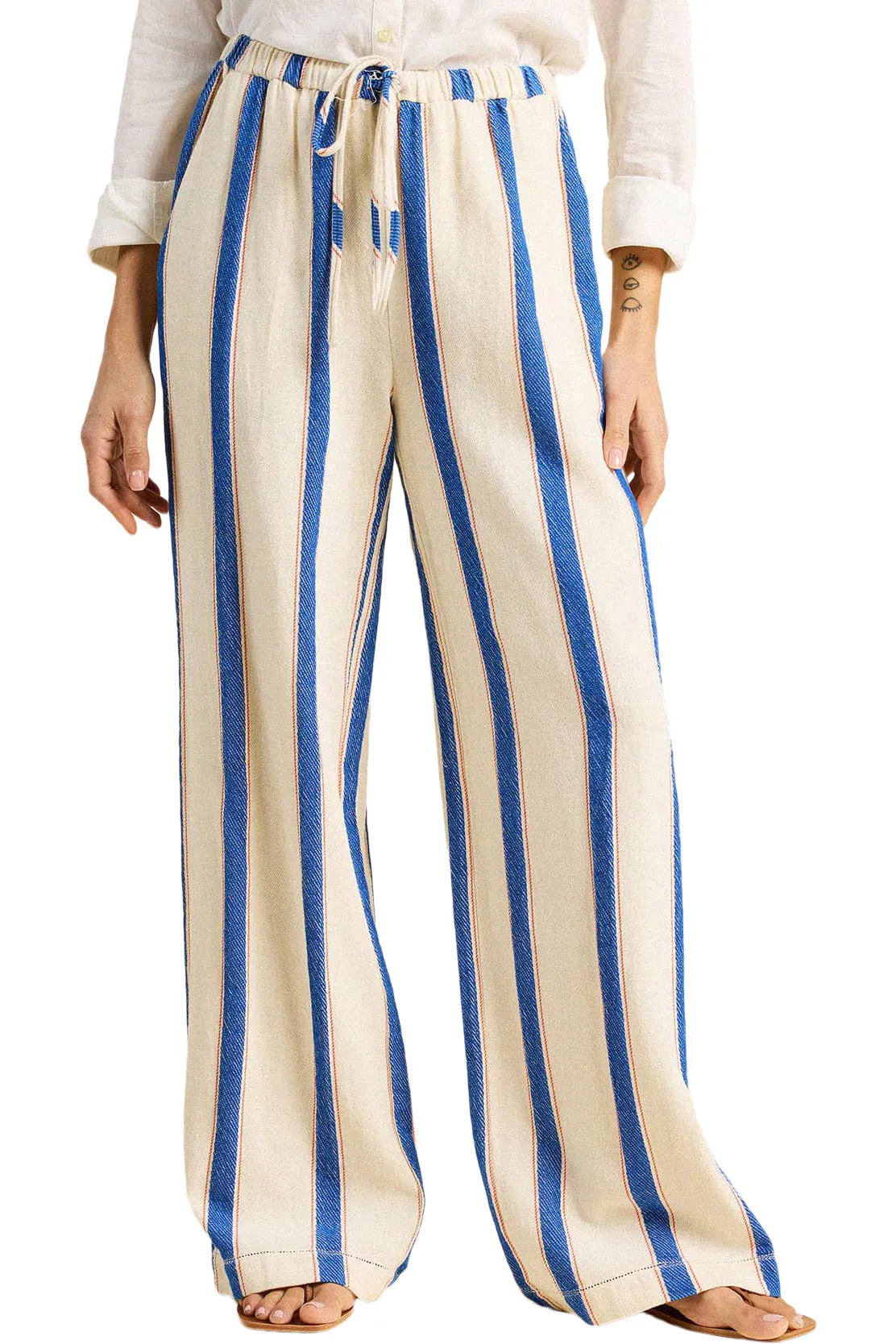 Trovata Birds of Paradis Vera Pants in Awning Stripe Seamless Design Comfy Vibes