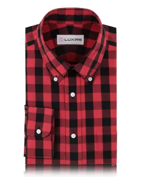 High-End Look Turkey Red Buffalo Checks Shirt