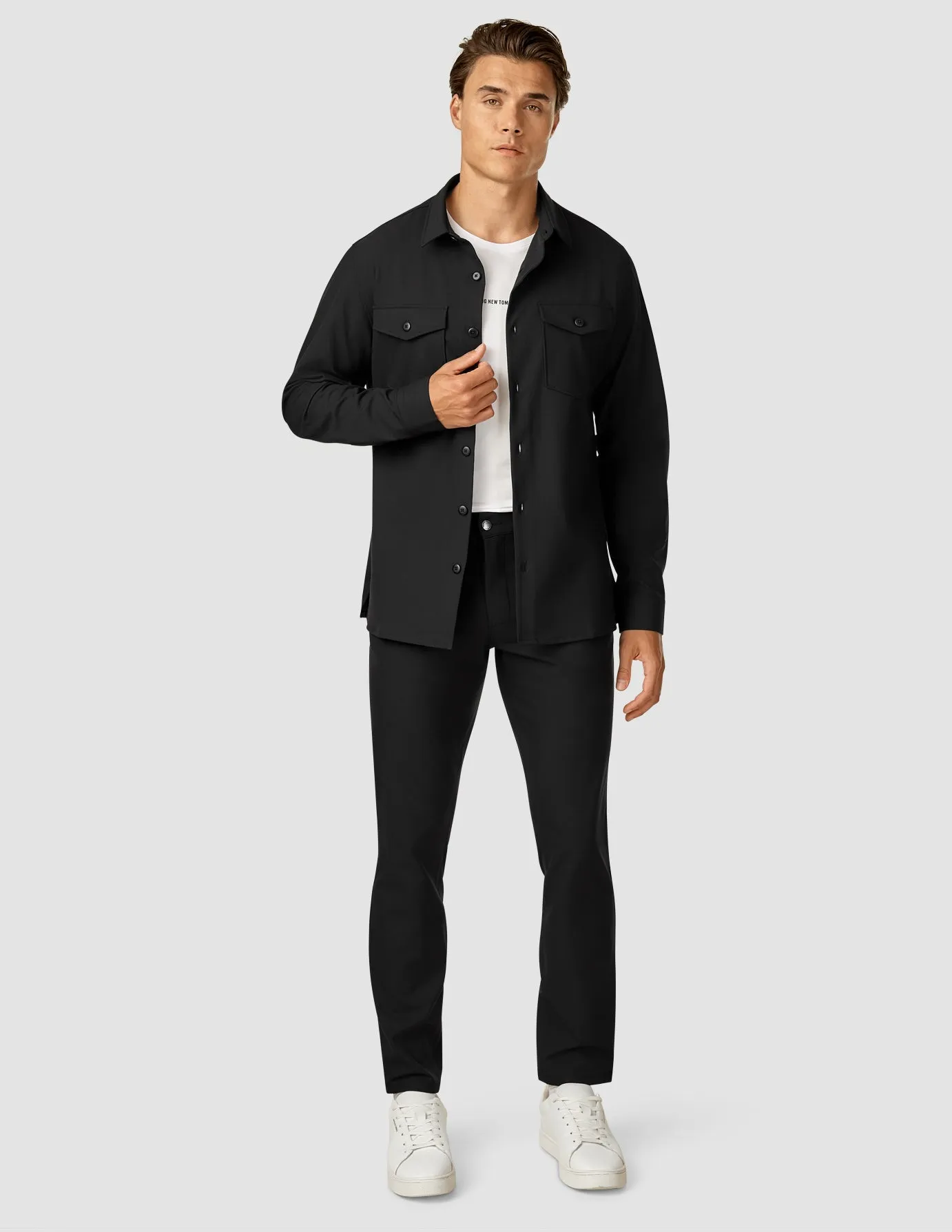 Essential Pants Regular Black Flexible Waistband Layered Protection