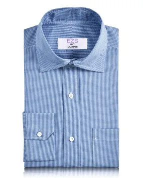 Eye-Catching Pattern Weekend Wear EZS Blue Micro Gingham Checks Shirt