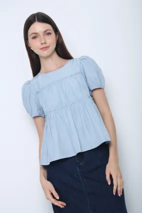 FlexibleSole Iva Ruffles Tier Blouse Sky