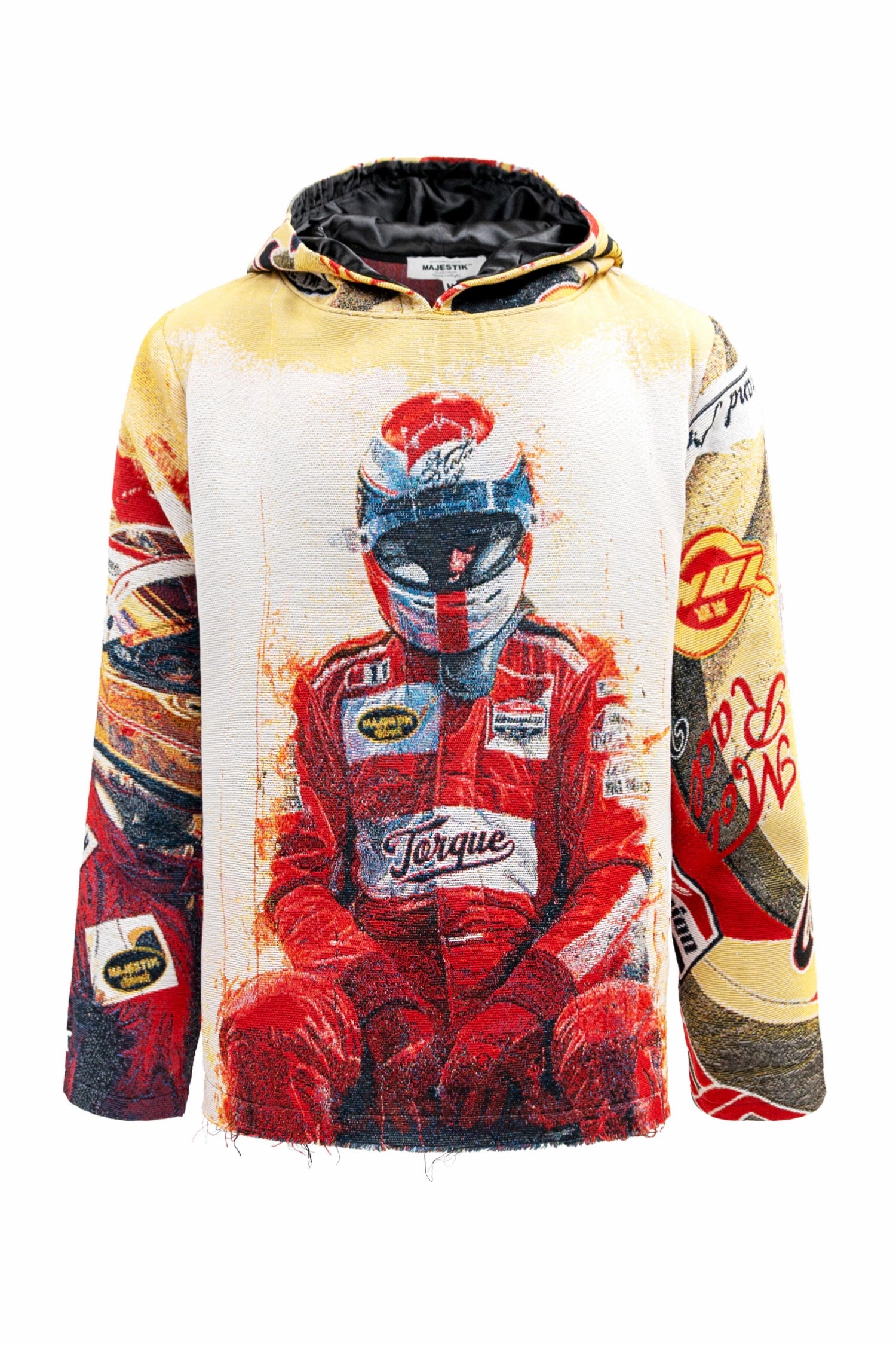 Men's Premium F1 Racer Tapestry Jacquard Long Sleeve Hoodie Multi Pocket Functionality