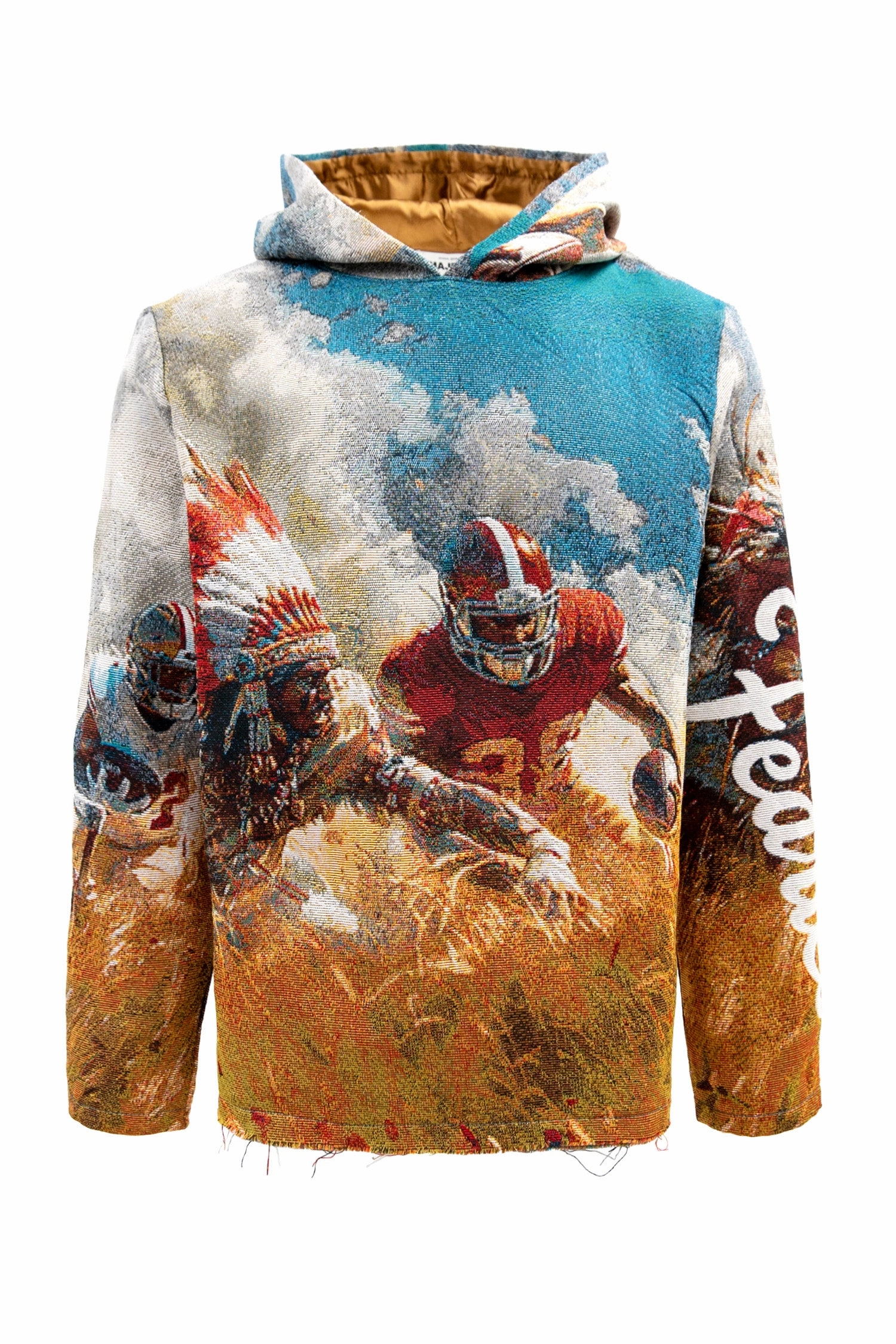 Water Resistant Shell Men's Premium Football Tapestry Jacquard Long Sleeve Hoodie