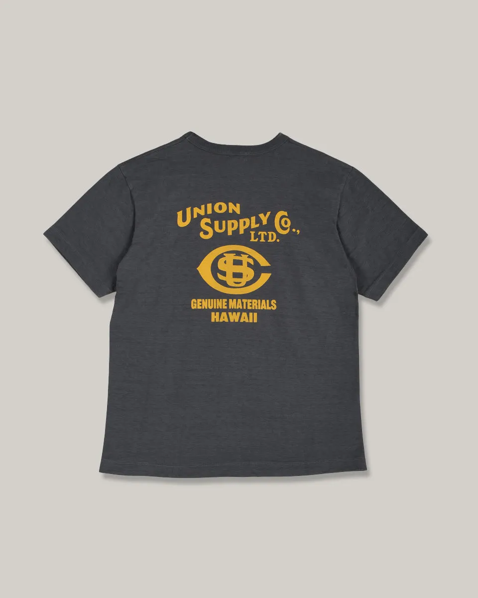 Reinforced Shoulders UNION SUPPLY LOGO TEE - BLACK