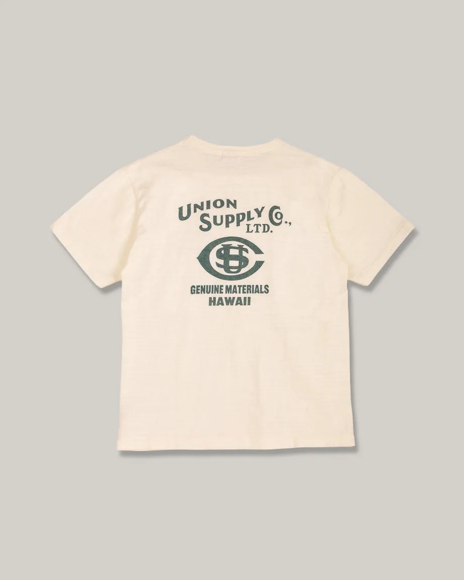 men's clothing spandex blend UNION SUPPLY LOGO TEE - OFF WHITE