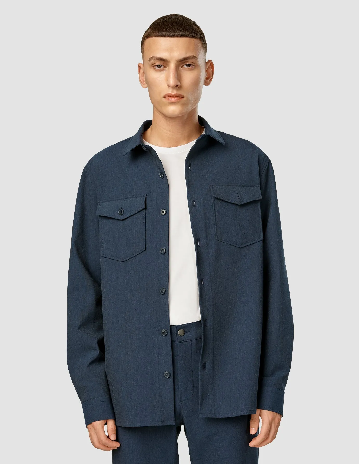 Relaxed Comfort Essential Overshirt Navy Melange