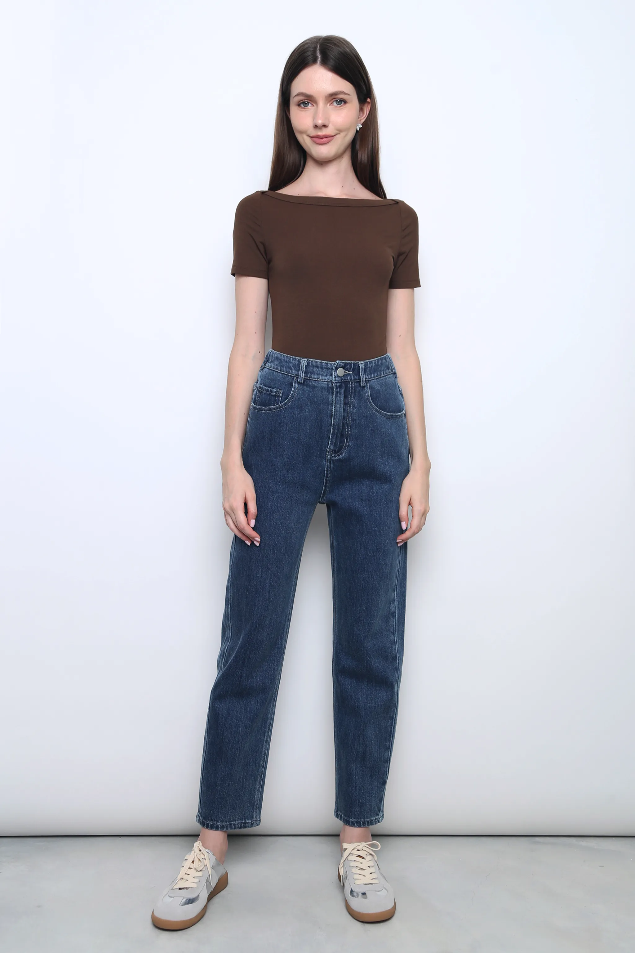 Unwind Boat Neck Mochie Tee Mocha UltraFineMesh Versatile Base Layer