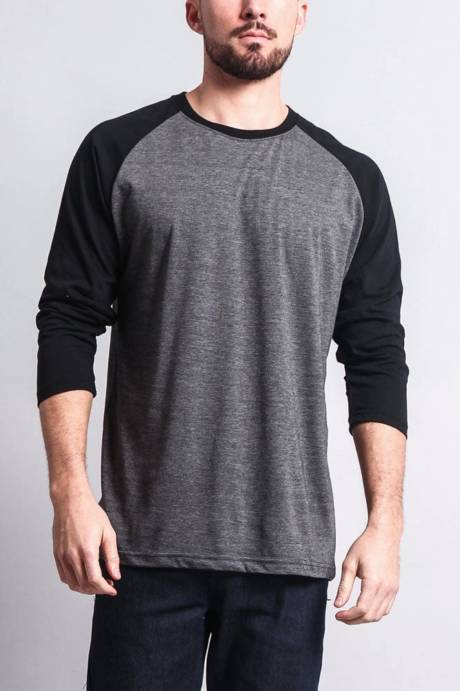 YarnBlend Men's Baseball T-Shirt (Charcoal/Black)