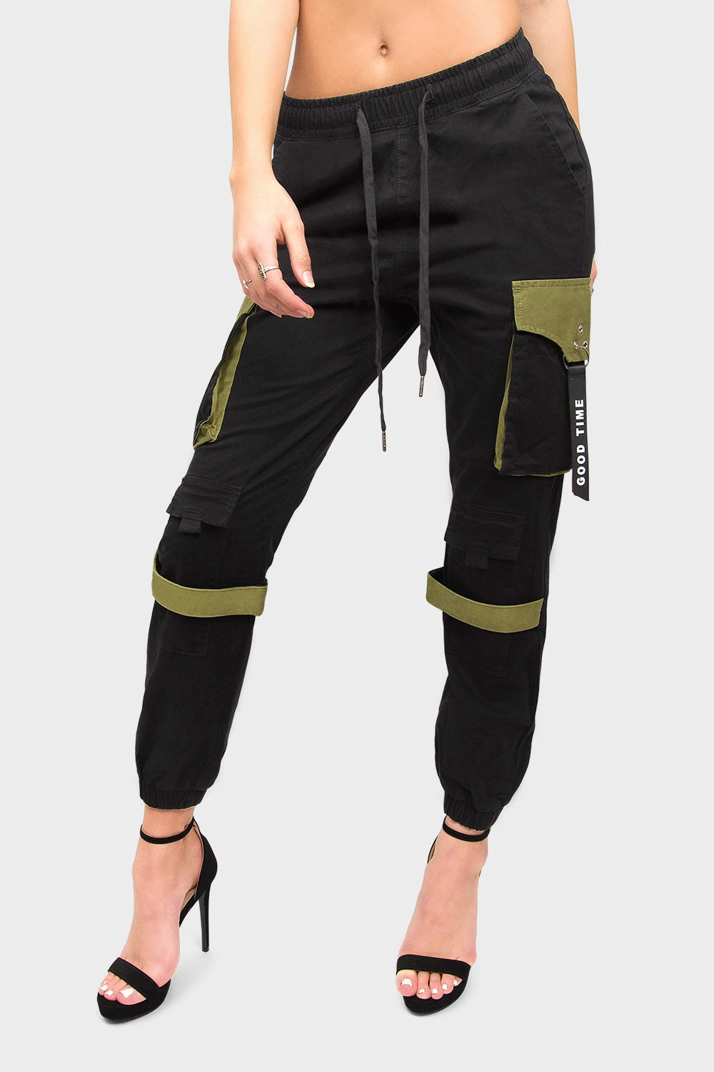 Corduroy texture High Waist Utility Cargo Joggers